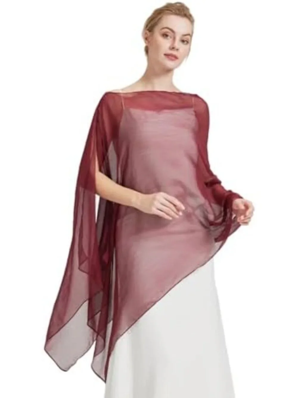 Sheer Bridal Shawl for Wedding Dress - 3 Ways to Wear Capelet Scarf for